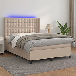 vidaXL Sommier à lattes de lit matelas LED Cappuccino 140x200 cm 