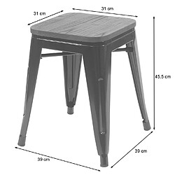 Mendler 2x tabouret HWC-A73 avec siège en bois, tabouret en métal, design industriel, empilable ~ rouge