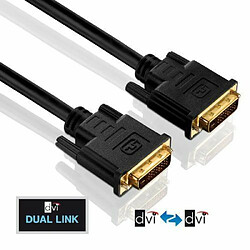 PureLink Câble DVI PureInstall Serie Dual Link avec connecteurs plaqués or 24 carats, résolution jusqu'à 2560 x 1600, prise mâle DVI-D (24+1) vers prise mâle DVI-D (24+1), conducteur cuivre OFC, triple blindage