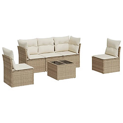 vidaXL Salon de jardin avec coussins 6 pcs beige résine tressée