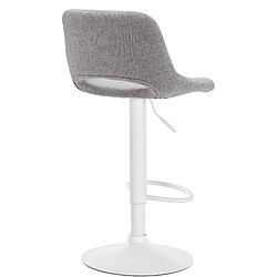 Acheter Decoshop26 Tabourets de bar chaises haute x2 avec repose-pieds en tissu gris clair piètement métallique blanc 10_0004100