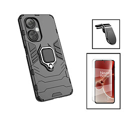 PHONECARE Kit Film Hydrogel Full Cover Avant + Coque 3X1 Military Defender + Support Magnétique L pour OnePlus Nord CE 3 Lite - Noir 