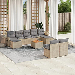 vidaXL Salon de jardin et coussins 10 pcs mélange beige résine tressée 