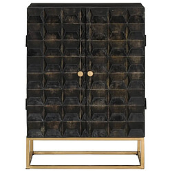 vidaXL Buffet Noir 55x34x75 cm Bois massif de manguier et fer