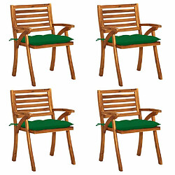 Maison Chic Lot de 4 Chaises de jardin,Fauteuil d'extérieur avec coussins Bois de teck solide -MN22777