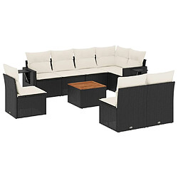 Maison Chic Ensemble Tables et chaises d'extérieur 9 pcs avec coussins,Salon de jardin noir résine tressée -GKD361990