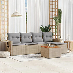 vidaXL Salon de jardin avec coussins 6pcs mélange beige résine tressée 