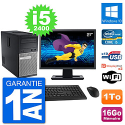 PC Tour Dell 7010 Ecran 27" Intel i5-2400 RAM 16Go Disque 1To Windows 10 Wifi - Occasion