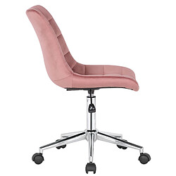 Decoshop26 Chaise de bureau en velours rose sur roulettes design moderne hauteur réglable BUR10598