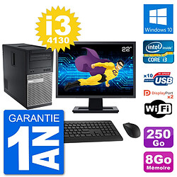 PC Tour Dell 9020 Ecran 22" Intel i3-4130 RAM 8Go Disque 250Go Windows 10 Wifi · Occasion 