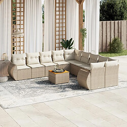 Maison Chic Salon de jardin 11 pcs avec coussins, Ensemble Tables et chaises d'extérieur beige résine tressée -GKD534185