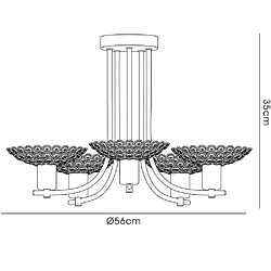 Avis Luminaire Center Semi Plafonnier Ellen 5 Ampoules laiton satiné/cristal