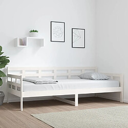 vidaXL Lit de jour sans matelas blanc bois de pin massif 90x200 cm