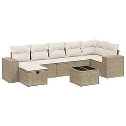 vidaXL Salon de jardin avec coussins 8 pcs beige résine tressée