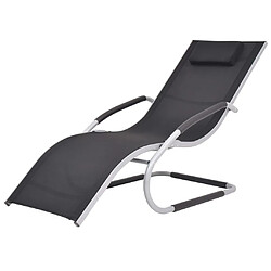 vidaXL Chaise longue avec oreiller Aluminium et textilène noir 