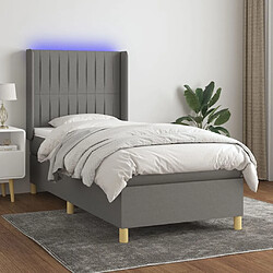 Sommier à lattes et matelas LED,Cadre à lattes de lit pour Adulte Gris foncé 100x200 cm Tissu -MN14585