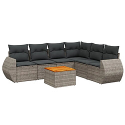 vidaXL Salon de jardin avec coussins 7 pcs gris résine tressée