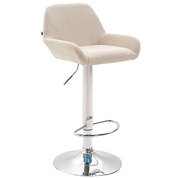 Decoshop26 Lot de 2 tabourets de bar repose-pieds en forme d'arc en métal chromé assise en tissu crème 10_0004039