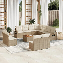 Maison Chic Salon de jardin avec coussins 12 pcs | Ensemble de Table et chaises | Mobilier d'Extérieur beige résine tressée -GKD89448