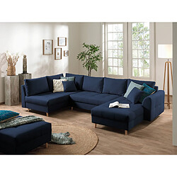 Lisa Design Rune - canapé panoramique avec pouf d'appoint - 7 places - style scandinave - gauche Rune - canapé panoramique avec pouf d'appoint - 7 places - style scandinave - gauche - Bleu pétrole