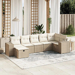 vidaXL Salon de jardin avec coussins 7 pcs beige résine tressée