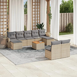 Maison Chic Salon de jardin et coussins 10 pcs | Ensemble de Table et chaises | Mobilier d'Extérieur mélange beige résine tressée -GKD62479