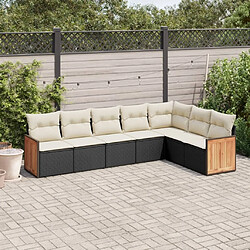 Maison Chic Ensemble Tables et chaises d'extérieur 7pcs avec coussins,Salon de jardin noir résine tressée -GKD346074