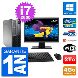 PC Lenovo M81 SFF Ecran 22" Intel i7-2600 RAM 4Go Disque Dur 2To Windows 10 Wifi - Occasion