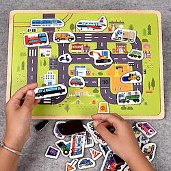 Universal Puzzle magnétique en bois Animaux et transport Jeux de voiture Bébé Apprentissage précoce Jouets Puzzle