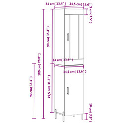 vidaXL Buffet haut Gris béton 34,5x34x180 cm Bois d'ingénierie pas cher