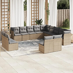 Maison Chic Salon de jardin avec coussins 13 pcs | Ensemble de Table et chaises | Mobilier d'Extérieur beige résine tressée -GKD24657