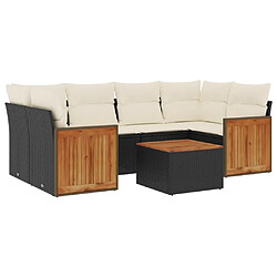 Maison Chic Ensemble Tables et chaises d'extérieur 7pcs avec coussins,Salon de jardin noir résine tressée -GKD773716