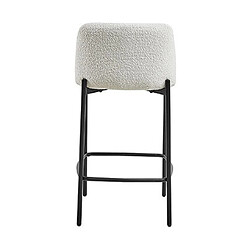 Mes Lot de 2 chaises de bar H65 cm en tissu bouclette blanc - ELSA pas cher