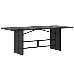 Acheter vidaXL Table de jardin dessus en verre noir 190x80x74cm résine tressée