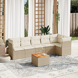 Maison Chic Salon de jardin avec coussins 7 pcs, Ensemble Tables et chaises de jardin, beige résine tressée -GKD603355