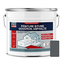 PRO COM Peinture bitume, résine sol enrobé bitumeux, asphalte, goudron, macadam PROCOM-10 litres-Gris Basalte (RAL 7012)