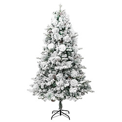 Avis vidaXL Sapin de Noël pré-éclairé avec neige floquée/cônes 195cm PVC/PE