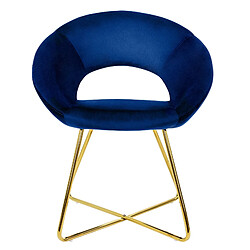 ML-Design Chaise de salle à manger en velours avec dossier rond bleu pieds en métal doré