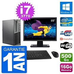 PC Lenovo M92p SFF Ecran 22" Intel i7-3770 RAM 16Go Disque 500Go Windows 10 Wifi · Occasion 