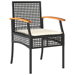 Acheter vidaXL Ensemble de bistro 3 pcs et coussins noir résine tressée acacia