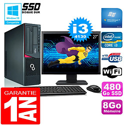 PC Fujitsu Esprimo E720 E85+ SFF I3-4130 8Go Disque 480 Go SSD Wifi W7 Ecran 27" · Occasion 