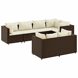 vidaXL Salon de jardin avec coussins 7 pcs marron résine tressée