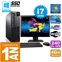 PC Lenovo M92p SFF Core I7-2600 Ram 4Go Disque 240 Go SSD Wifi W7 Ecran 22" · Occasion 