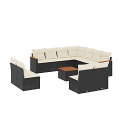 Maison Chic Salon de jardin 12 pcs avec coussins, Ensemble Tables et chaises d'extérieur noir résine tressée -GKD889698