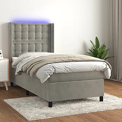 Sommier à lattes et matelas LED,Cadre à lattes de lit pour Adulte Gris clair 80x200cm Velours -MN80398