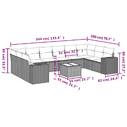 Avis vidaXL Salon de jardin 11 pcs avec coussins noir résine tressée