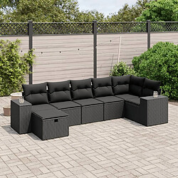 Maison Chic Ensemble Tables et chaises d'extérieur 7pcs avec coussins,Salon de jardin noir résine tressée -GKD814117