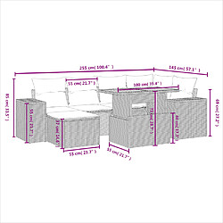 Avis vidaXL Salon de jardin avec coussins 7 pcs gris résine tressée