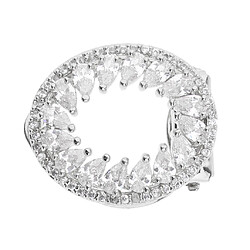 cercle creux fleur zircon anneau en mousseline de soie foulard clip boucle argent blanc Boucle d'écharpe en cristal de zircon