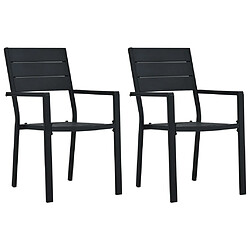 vidaXL Chaises de jardin lot de 2 Noir PEHD Aspect de bois